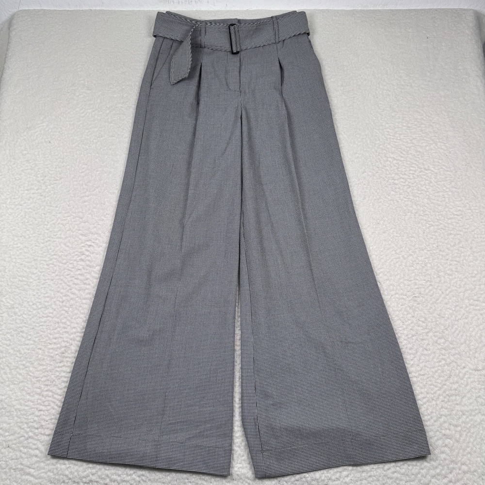 HOUSE of HARLOW 1960 Pants Size 4 High Waist Wide Leg Pleated Belted Houndstooth